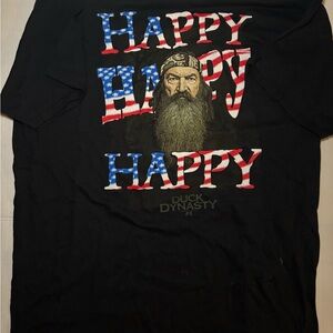 DUCK DYNASTY T-SHIRT American Flag HAPPY HAPPY HAPPY PHIL ROBERTSON Size L